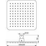 Ideal Standard Ceratherm 100 kvadratinė potinkinė termostatinė dušo sistema su 200mm lietaus galva, matinė juoda