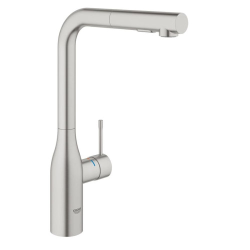 Maišytuvas plautuvei Grohe Essence su ištraukiamu dušeliu, supersteel spalvos