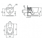 Ideal Standard Blend Curve pakabinamas unitazas Aquablade su lėtai nusileidžiančiu dangčiu