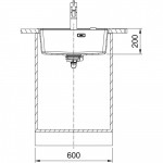 AKMENS MASĖS PLAUTUVĖ FRANKE MARIS, MRG 610-52 A, JUODA MATINĖ, JUODAS RANKINIS VENTILIS