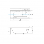 Akrilinė vonia Besco Modern Slim  150x70,160x70, 170x70, 180x80