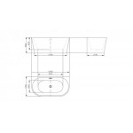 Vonia Braider RESTIA CLAS glaudžiama prie sienos 1400*730 mm balta su chromuotu sifonu