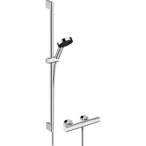 Dušo komplektas Hansgrohe, Pulsify Select S Shower system 105 3jet Relaxation EcoSmart su dušo maišytuvu Ecostat ir stovu 90 cm 24271000