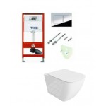 Tece potinkinis rėmas su TeceNow vandens nuleidimo mygtuku ir Onil rimless pakabinamu klozetu su lėtaeigiu dangčiu
