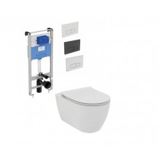 Ideal Standard Pro Sys 120 potinkinis rėmas su Oleas M1 mygtuku (spalvų pasirinkimas) iri.Life O, sūkurinis klozetu su lėtaeigiu dangčiu