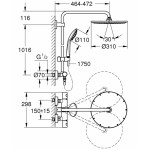 Virštinkinė dušo sistema Gohe Euphoria 310 1  srovės nerūdijančio plieno