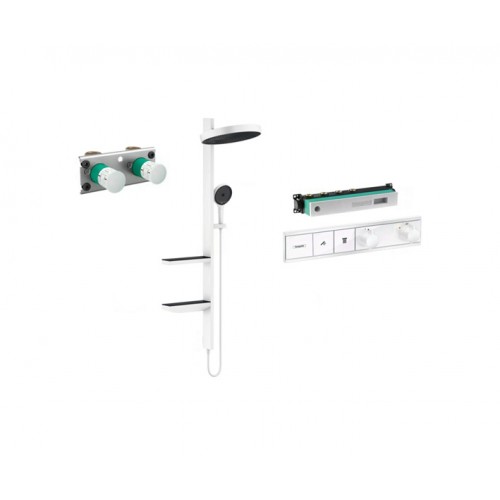 Potinkinis termostatinis dušas 4 in 1 komplektas HANSGROHE Rainfinity Showerpipe 360 1jet, Matt White