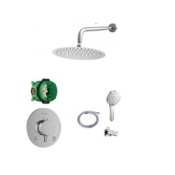 Potinkinė dušo sistema Hansgrohe comfort s /Deante su 25 cm skersmens dušo galva ir antic calc padengimu