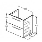 Ideal Standard i.Life A pakabinama vonios spintelė  su praustuvu 600x440 mm   balta matinė