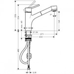 Hansgrohe Talis S virtuvės praustuvo maišytuvas su ištraukiamu dušeliu 32841000-voniosguru.lt