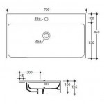 Įleidžiamas praustuvas Kerasan Cento 500x450 mm 600x450 mm 700x450 mm 800x450 mm-voniosguru.lt