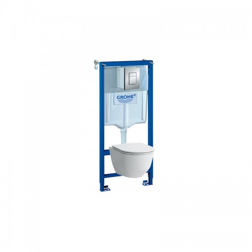 Grohe potinkinis rėmas 3 in 1 su pakabinamu klozetu Laufen Pro New ir plonu lėtaeigiu dangčiu Grohe potinkinis rėmas 3 in 1 su pakabinamu klozetu Laufen Pro New ir plonu lėtaeigiu dangčiu
