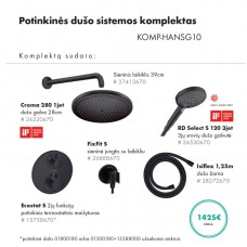 Juodos matinės spalvos potinkinis Hansgrohe dušo sistemos komplektas 6 in 1