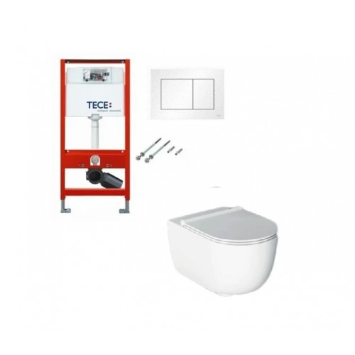 Komplektas 4 in1 Tece rėmas + mygtukas baltas , Alice Cermica Unica Rimless klozetas su lėtaegiu dangčiu Komplektas 4 in1 Tece rėmas + mygtukas baltas , Alice Cermica Unica Rimless klozetas su lėtaegiu dangčiu