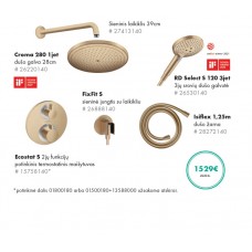 Šlifuotos bronzos potinkinis Hansgrohe dušo sistemos komplektas 6 in 1