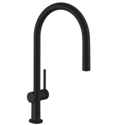 Juodas virtuvinis maišytuvas Hansgrohe Talis M54 210 su ištraukiama žarna