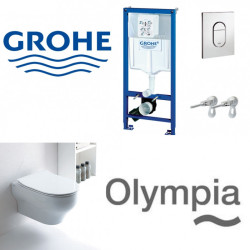 Grohe 4 in 1 potinkinis rėmas su Olympia Clear pakabinamu klozetu ir lėtaeigiu dangčiu Grohe 4 in 1 potinkinis rėmas su Olympia Clear pakabinamu klozetu ir lėtaeigiu dangčiu