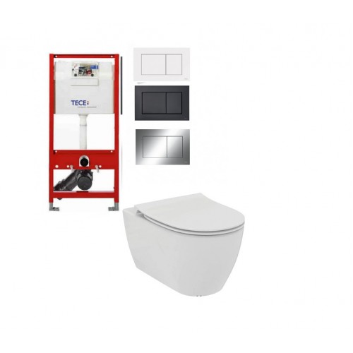 TECE  potinkinis rėmas su nuleidimo  mygtuku Tecenow (spalvų pasirinkimas) iri.Life O, sūkurinis klozetu su lėtaeigiu dangčiu