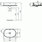 Ideal Standard Strada II T360401 pastatomas ant stalviršio praustuvas 600x400 mm.