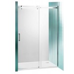 Slankiojančios dušo durys ROLTECHNIK AMBIENT LINE AMD2/1500 skirtos montuoti į nišą su sidabro spalvos profiliu ir skaidriu stiklu 150cm-voniosguru.lt
