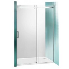 Slankiojančios dušo durys ROLTECHNIK AMBIENT LINE AMD2/1500 skirtos montuoti į nišą su sidabro spalvos profiliu ir skaidriu stiklu 150cm