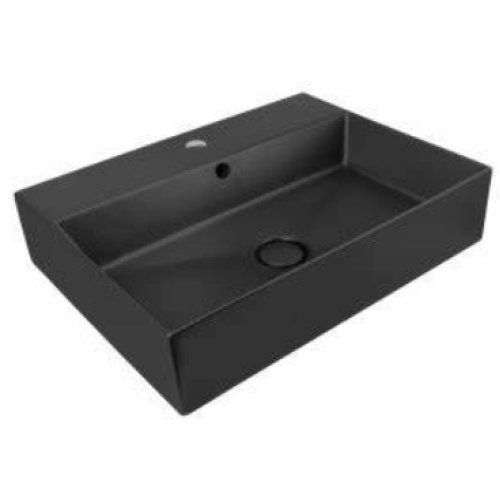 Pastatomas ant stalviršio praustuvas Alice Ceramica Lavabo Spy 61x46 juodos spalvos