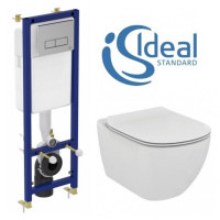 Siauro WC rėmo ir pakabinamos klozeto Ideal Standard Tesi Aquablade komplektas Siauro WC rėmo ir pakabinamos klozeto Ideal Standard Tesi Aquablade komplektas