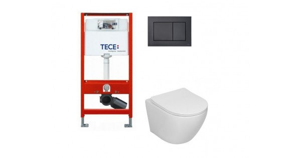 Tece potinkinis rėmas su TeceNow Juodu vandens nuleidimo mygtuku ir ...