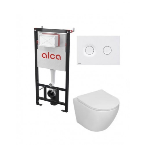 Potinkinis WC rėmas Alcadrain 5in1 su Alca fresh ir SINTO klozetu su lėtaeigiu dangčiu ir baltu matiniu mygtuku Potinkinis WC rėmas Alcadrain 5in1 su Alca fresh ir SINTO klozetu su lėtaeigiu dangčiu ir baltu matiniu mygtuku