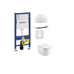 Komplektas 4 in1 Geberit DuoFix Basic potinkinis WC rėmas su baltu nuleidimo mygtuku Delta 20 , Alice Cermica Unica Rimless klozetu ir lėtaegiu dangčiu Komplektas 4 in1 Geberit DuoFix Basic potinkinis WC rėmas su baltu nuleidimo mygtuku Delta 20 , Alice Cermica Unica Rimless klozetu ir lėtaegiu dangčiu