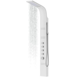 Dušo panelė Corsan Kaskada LED, aliuminė, su maišytuvu, baltos spalvos, A014MWHLED