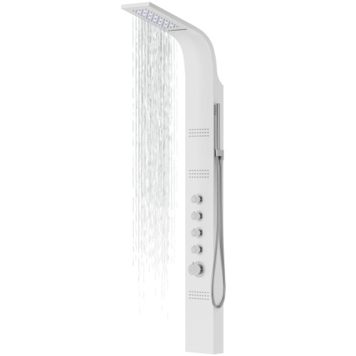 Dušo panelė Corsan Kaskada LED, aliuminė, su maišytuvu, baltos spalvos, A014MWHLED Dušo panelė Corsan Kaskada LED, aliuminė, su maišytuvu, baltos spalvos, A014MWHLED