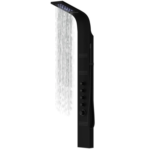 Dušo panelė Corsan Kaskada LED, aliuminė, su termostatu, juodos spalvos, A014TBLLED