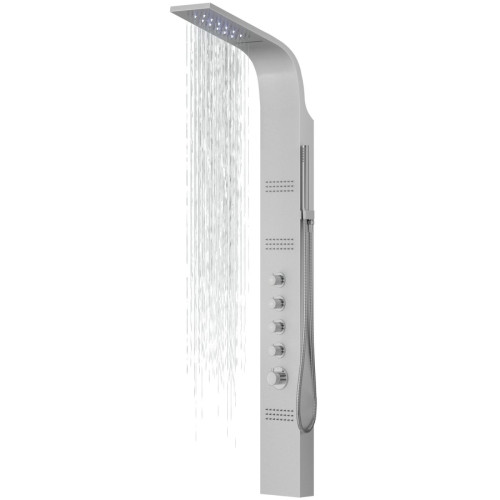 Dušo panelė Corsan Kaskada LED, aliuminė, su termostatu, sidabro spalvos, A014TSLLED