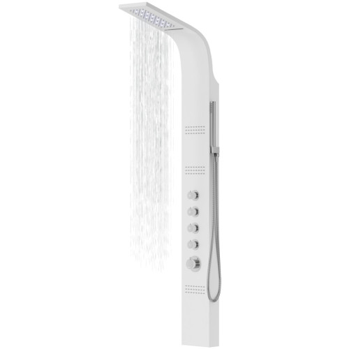 Dušo panelė Corsan Kaskada LED, aliuminė, su termostatu, baltos spalvos, A014TWHLED Dušo panelė Corsan Kaskada LED, aliuminė, su termostatu, baltos spalvos, A014TWHLED