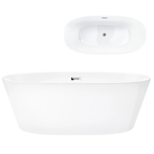 Laisvai pastatoma vonia Corsan Salina E026, 170 cm, su chromo spalvos klik-klak dugno vožtuvu, E026XLCH