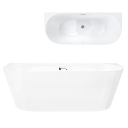 Prie sienos glaudžiama vonia Corsan Mono E029, 160 cm, su chromo spalvos klik-klak dugno vožtuvu, E029LCH Prie sienos glaudžiama vonia Corsan Mono E029, 160 cm, su chromo spalvos klik-klak dugno vožtuvu, E029LCH