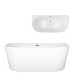Prie sienos glaudžiama vonia Corsan Mono E029 Slim, 160 cm, su chromo spalvos klik-klak dugno vožtuvu, E029LSCH Prie sienos glaudžiama vonia Corsan Mono E029 Slim, 160 cm, su chromo spalvos klik-klak dugno vožtuvu, E029LSCH