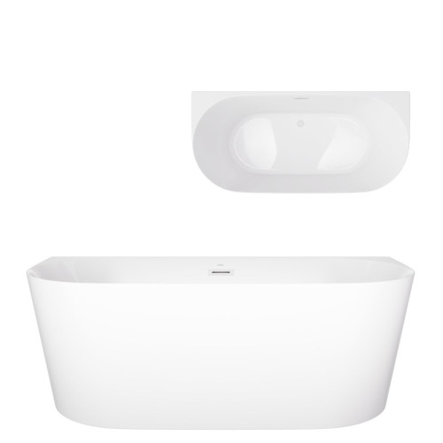 Prie sienos glaudžiama vonia Corsan Mono E029 Slim, 150 cm, su baltos spalvos klik-klak dugno vožtuvu, E029MSWH Prie sienos glaudžiama vonia Corsan Mono E029 Slim, 150 cm, su baltos spalvos klik-klak dugno vožtuvu, E029MSWH