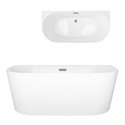 Prie sienos glaudžiama vonia Corsan Mono E029 Slim, 170 cm, su šlifuoto plieno spalvos klik-klak dugno vožtuvu, E029XLSBSL