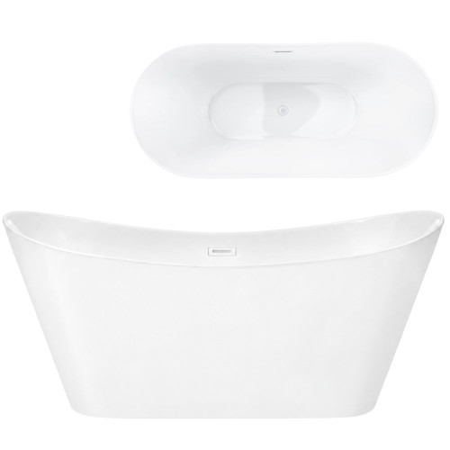 Laisvai pastatoma vonia Corsan Nauti E043, 160 cm, su baltos spalvos klik-klak dugno vožtuvu, E043LWH