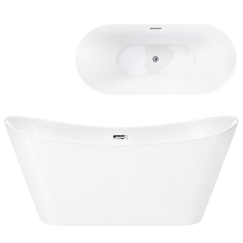 Laisvai pastatoma vonia Corsan Nauti E043, 170 cm, su chromo spalvos klik-klak dugno vožtuvu, E043XLCH