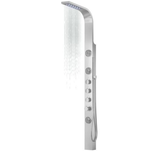 Dušo panelė Corsan Snake, plieninė, su termostatu, su LED apšvietimu, chromo spalvos, S002TSLLED Dušo panelė Corsan Snake, plieninė, su termostatu, su LED apšvietimu, chromo spalvos, S002TSLLED