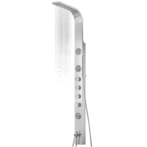 Dušo panelė Corsan Snake, plieninė, su termostatu, su LED apšvietimu, su vonios snapu, chromo spalvos, S002TSLLEDW Dušo panelė Corsan Snake, plieninė, su termostatu, su LED apšvietimu, su vonios snapu, chromo spalvos, S002TSLLEDW
