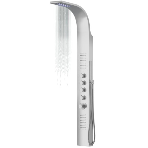 Dušo panelė Corsan Samsara LED, plieninė, su maišytuvu, sidabro spalvos, S003MSLLED Dušo panelė Corsan Samsara LED, plieninė, su maišytuvu, sidabro spalvos, S003MSLLED