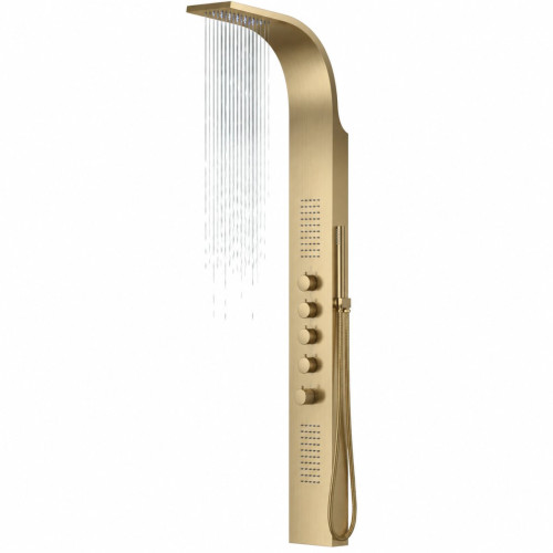 Dušo panelė Corsan Samsara LED, plieninė, su termostatu, šlifuoto aukso spalvos, S003TBGLLED Dušo panelė Corsan Samsara LED, plieninė, su termostatu, šlifuoto aukso spalvos, S003TBGLLED