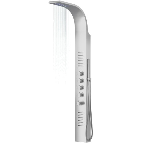 Dušo panelė Corsan Samsara LED, plieninė, su termostatu, sidabro spalvos, S003TSLLED Dušo panelė Corsan Samsara LED, plieninė, su termostatu, sidabro spalvos, S003TSLLED