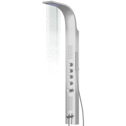 Dušo panelė Corsan Samsara LED, plieninė, su termostatu, su vonios snapu, sidabro spalvos, S003TSLLEDW Dušo panelė Corsan Samsara LED, plieninė, su termostatu, su vonios snapu, sidabro spalvos, S003TSLLEDW