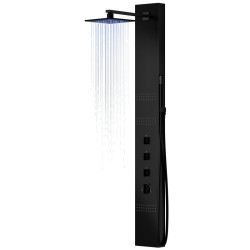 Dušo panelė Corsan Neo LED, plieninė, su maišytuvu, juodos spalvos, S060MBLLED Dušo panelė Corsan Neo LED, plieninė, su maišytuvu, juodos spalvos, S060MBLLED