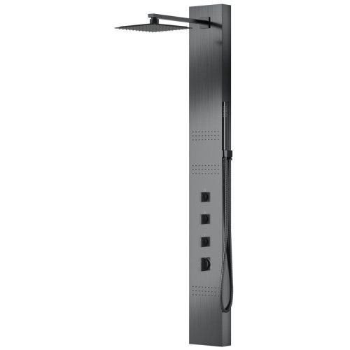 Dušo panelė Corsan Neo, iš nerūdijančio plieno, su maišytuvu, grafito (gunmetal) spalvos, S060MGM Dušo panelė Corsan Neo, iš nerūdijančio plieno, su maišytuvu, grafito (gunmetal) spalvos, S060MGM